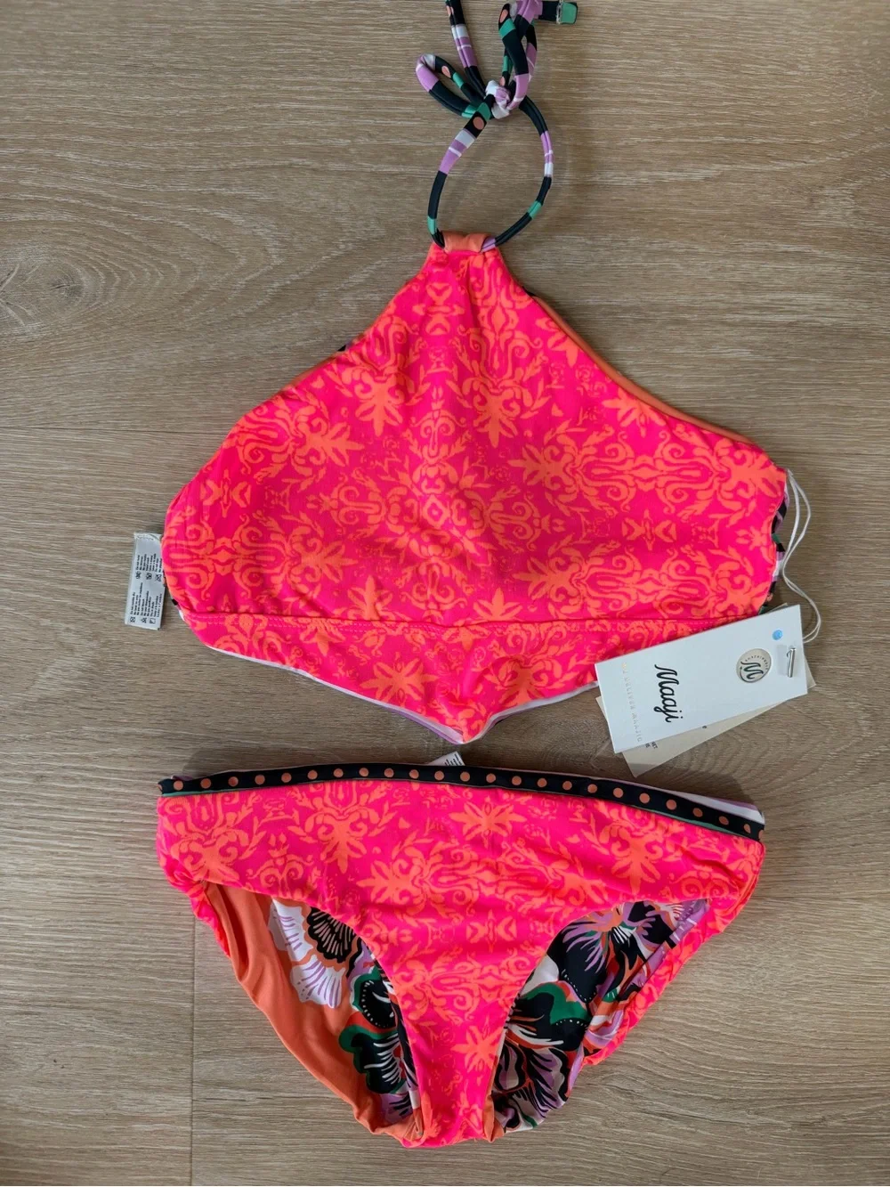 Maaji Rarity Reversible Coral Floral High-Neck Girls' Two-Piece Swim Set